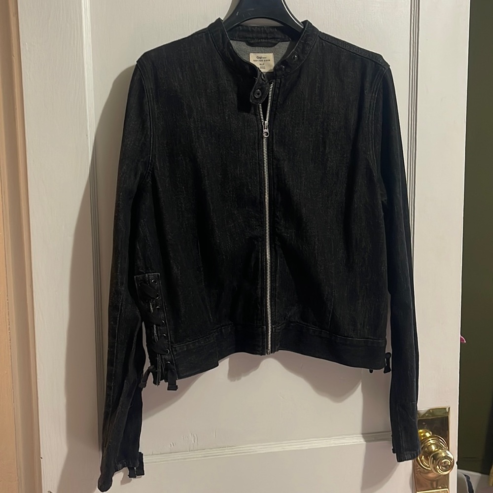 GAP 1969 Denim Moto Jacket - Black XL Tall